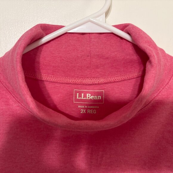 L.L. Bean Women's Plus L/S Interlock Turtleneck Tee Shirt Top 2X Heather Pink - Picture 3 of 9